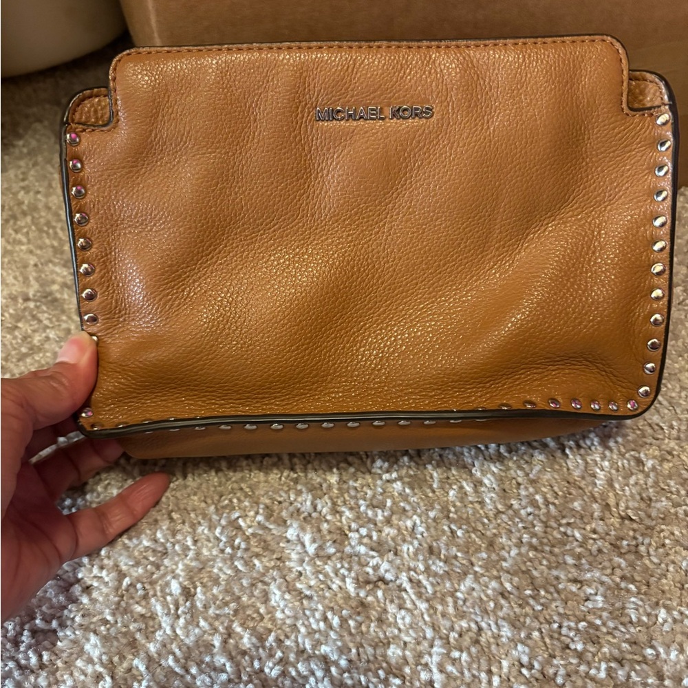 Michael Kors Tan Studded Clutch